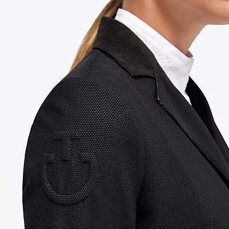 Cavalleria Toscana Womens Jersey Mesh Zip Competition Jacket | Black