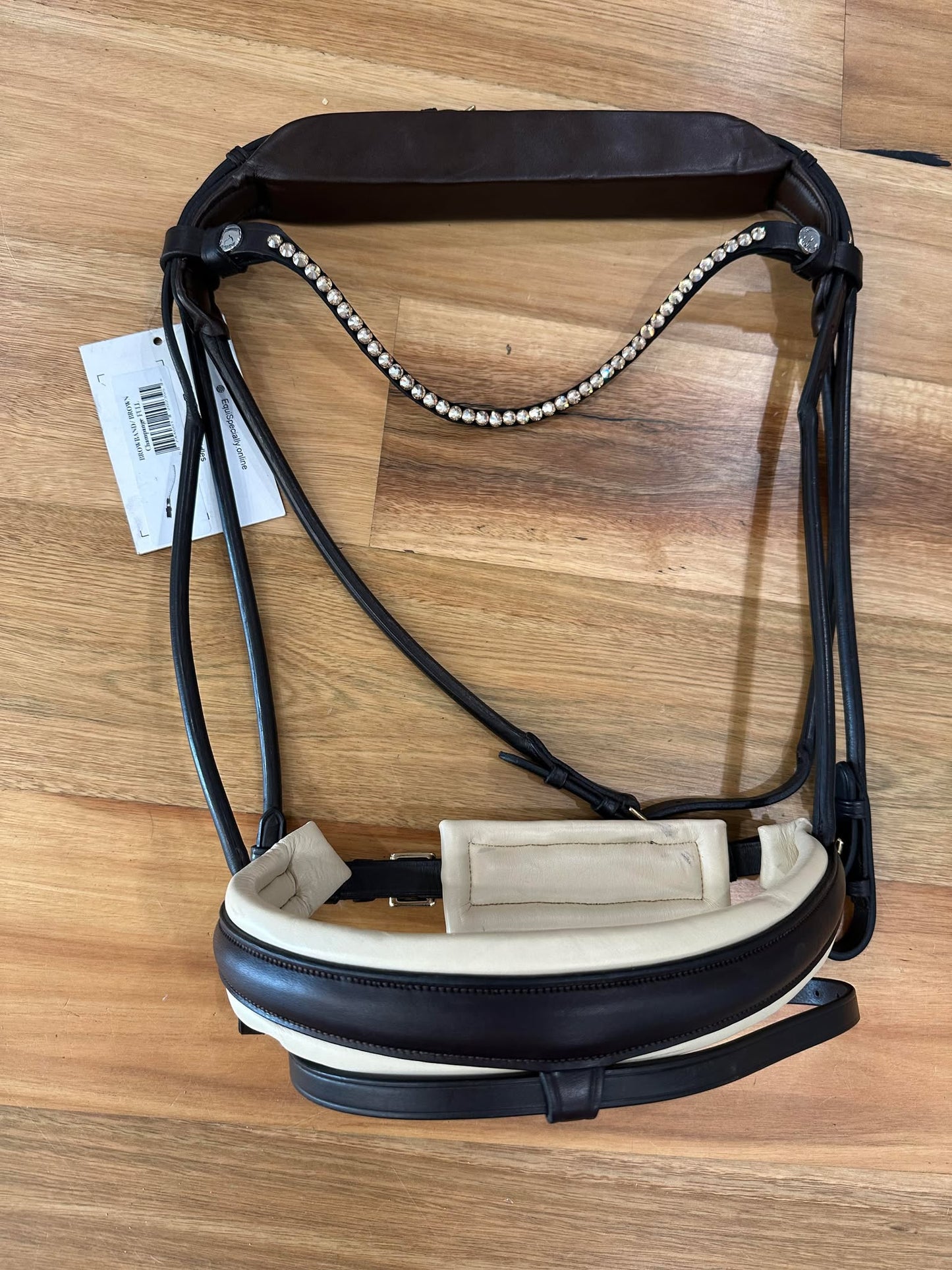 Finesse Outlet: Full Size Brown with Creme Padding Cassidy Snaffle Bridle