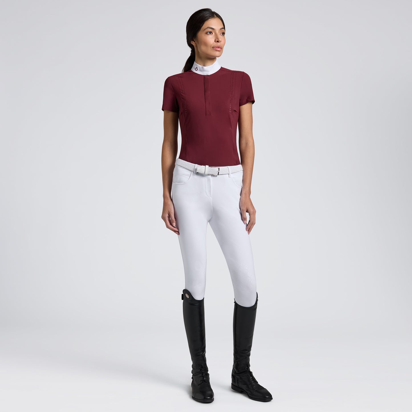 Cavalleria Toscana FW25 Perforated S/S Jersey Competition Shirt | Bordeaux PREORDER