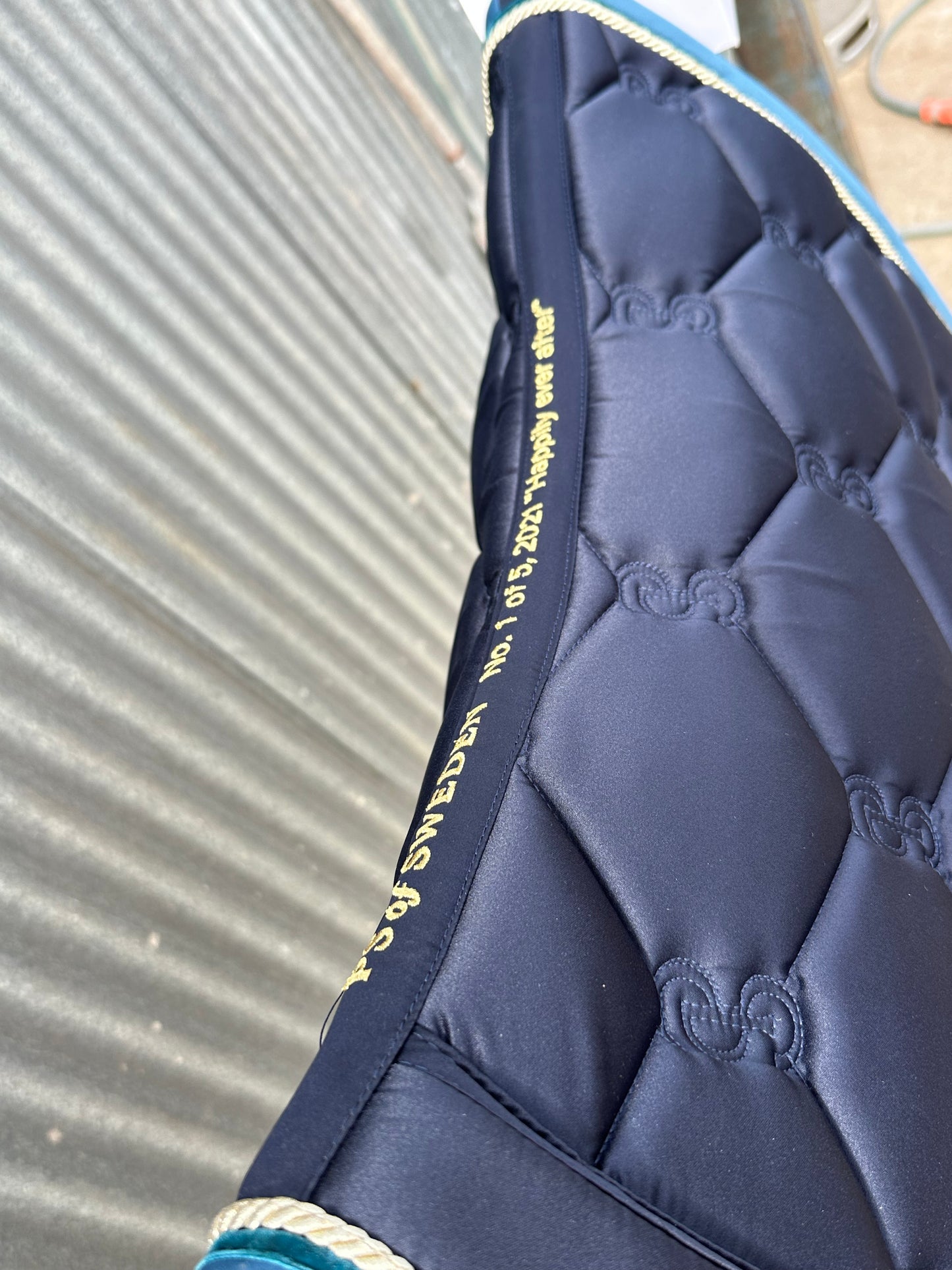 PS of Sweden Limited Edition Navy Dressage Saddle Pad + Teal/Navy Polos Set