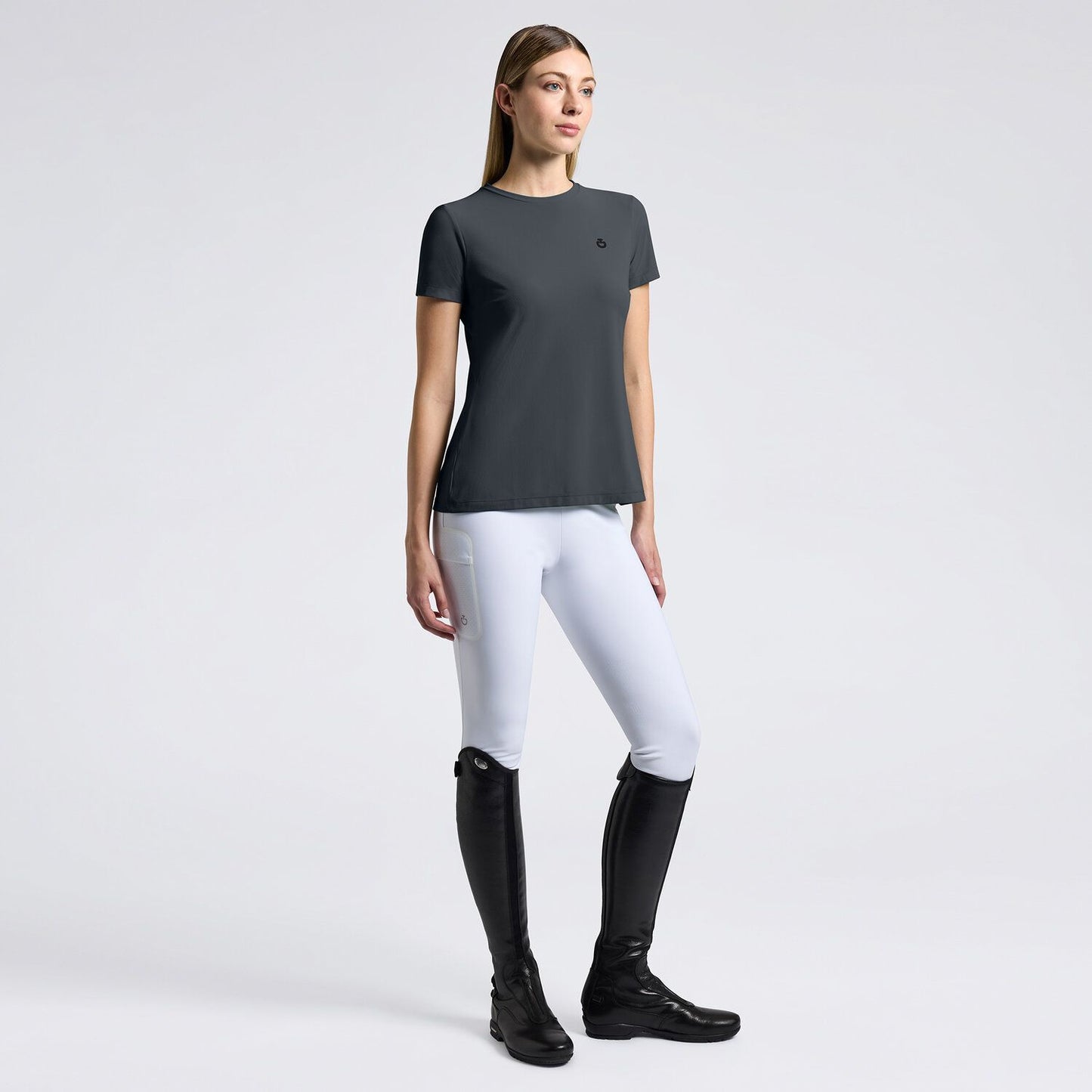 Cavalleria Toscana SS25 Womens Jersey Tee Shirt | Light Teal Green or Anthracite Grey