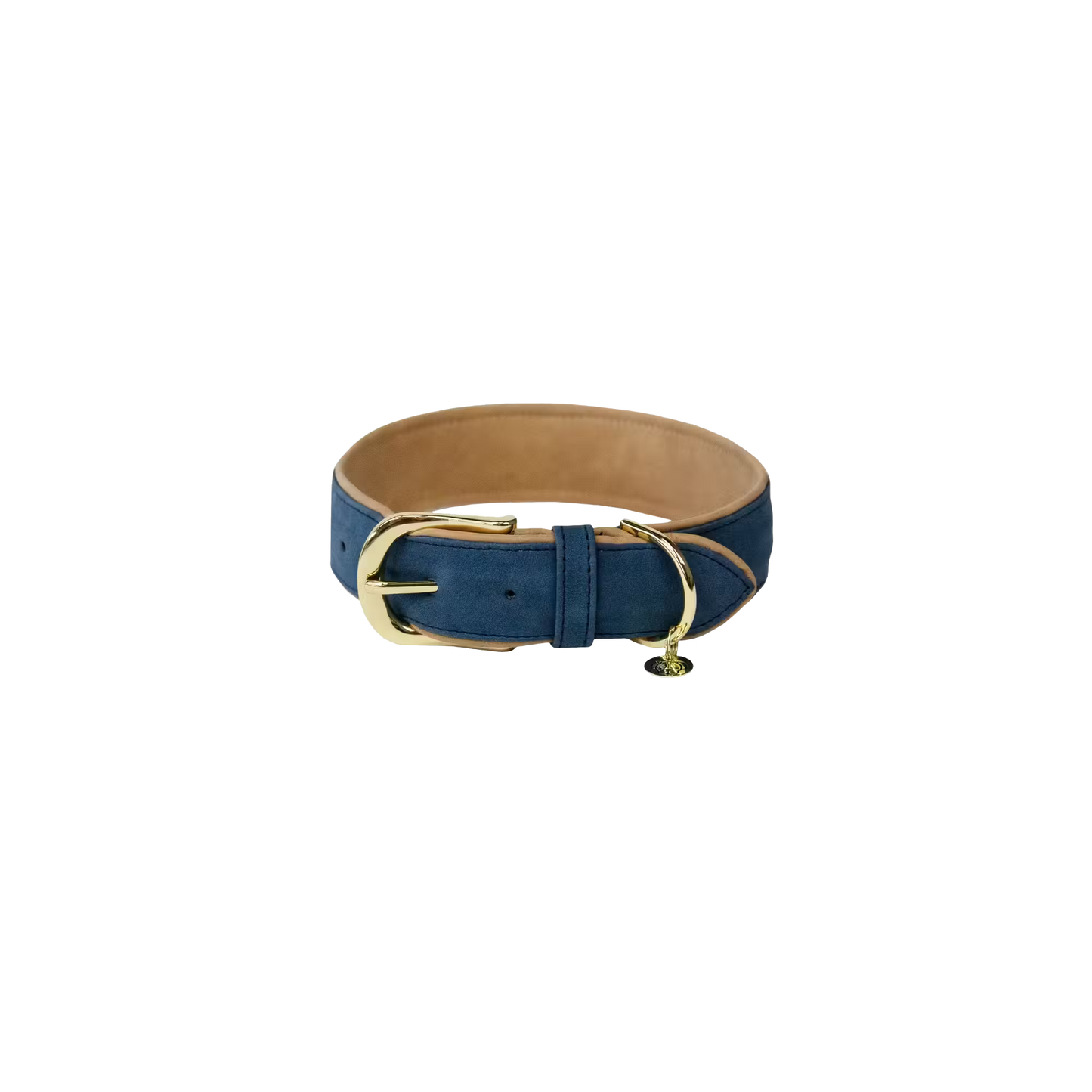 Kentucky Vegan Leather Dog Collar + Lead SET | Navy/Beige