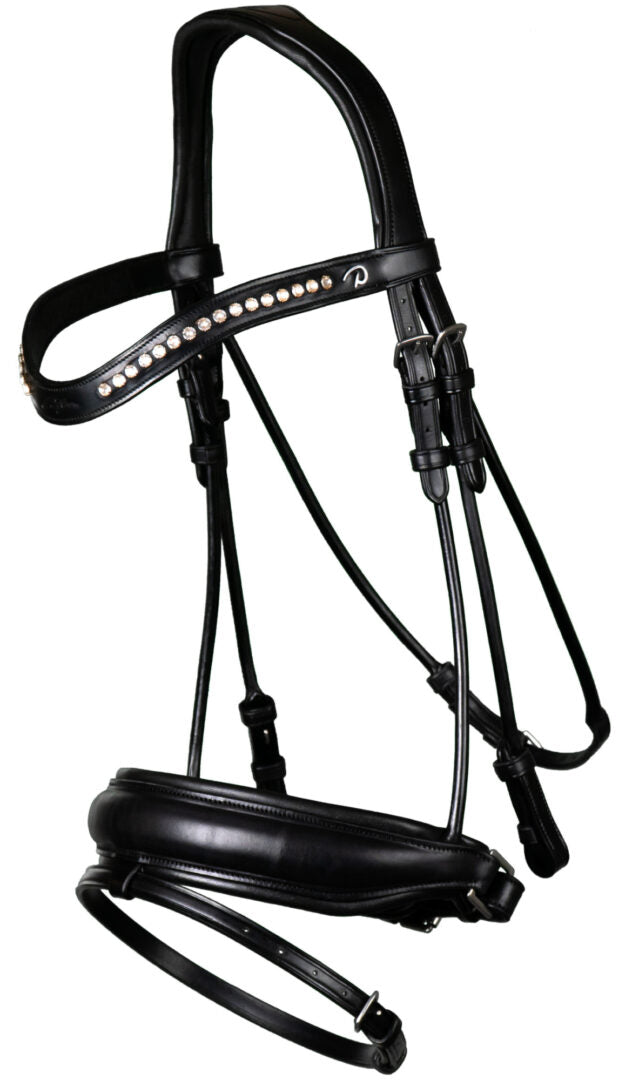 Dy'on Dressage Collection Rolled Leather Snaffle Bridle with Large Noseband