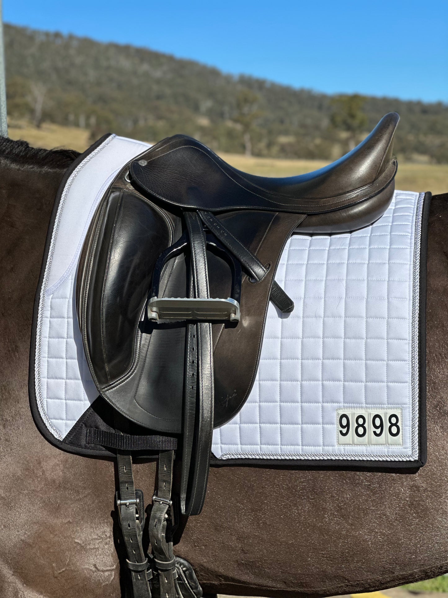 Horse Fashion Australia White Dressage Competition Pad with Numbers