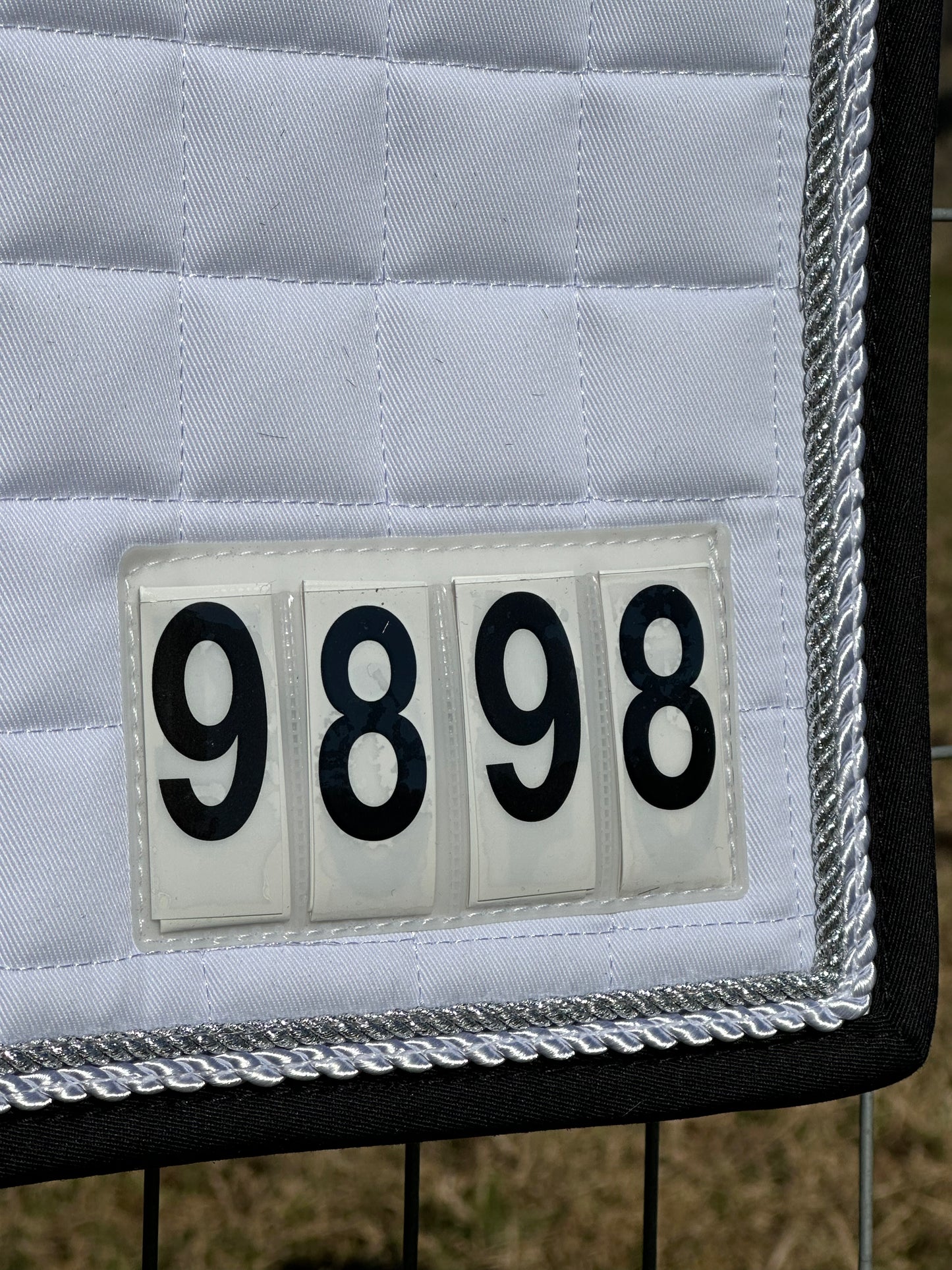 Horse Fashion Australia White Dressage Competition Pad with Numbers