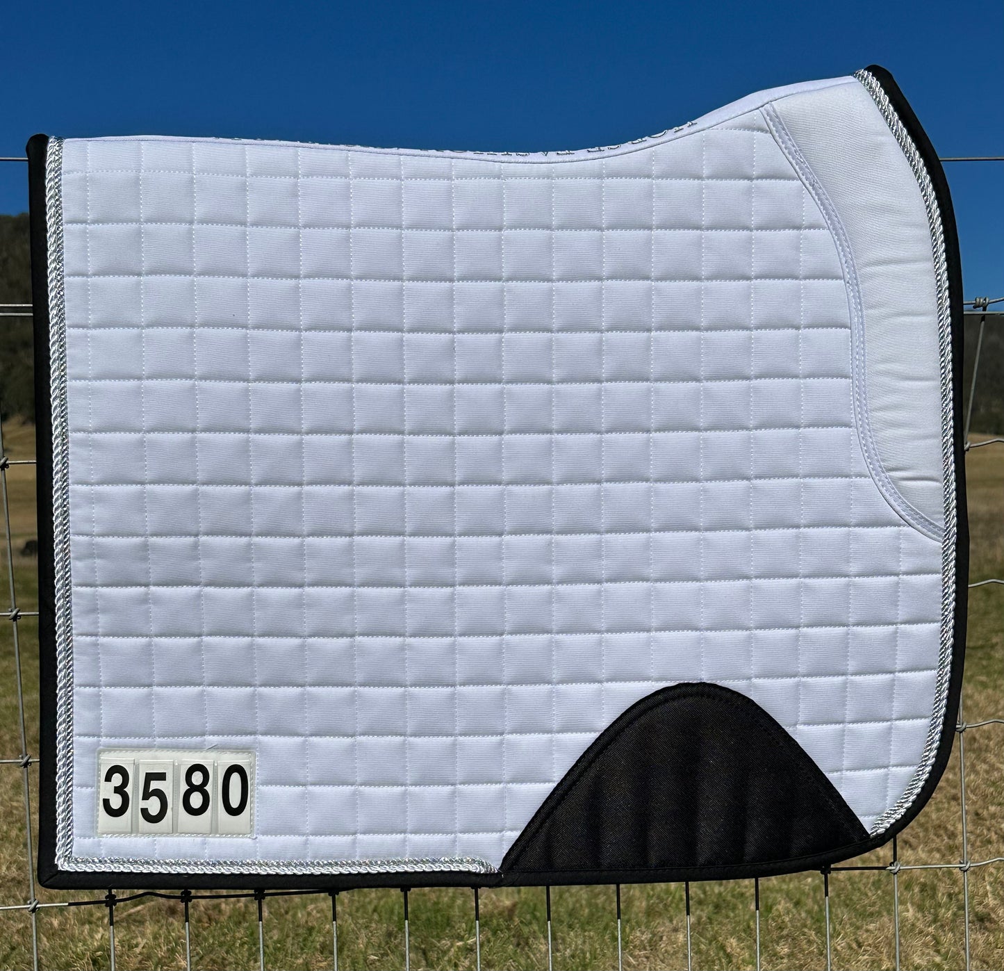 Horse Fashion Australia White Dressage Competition Pad with Numbers