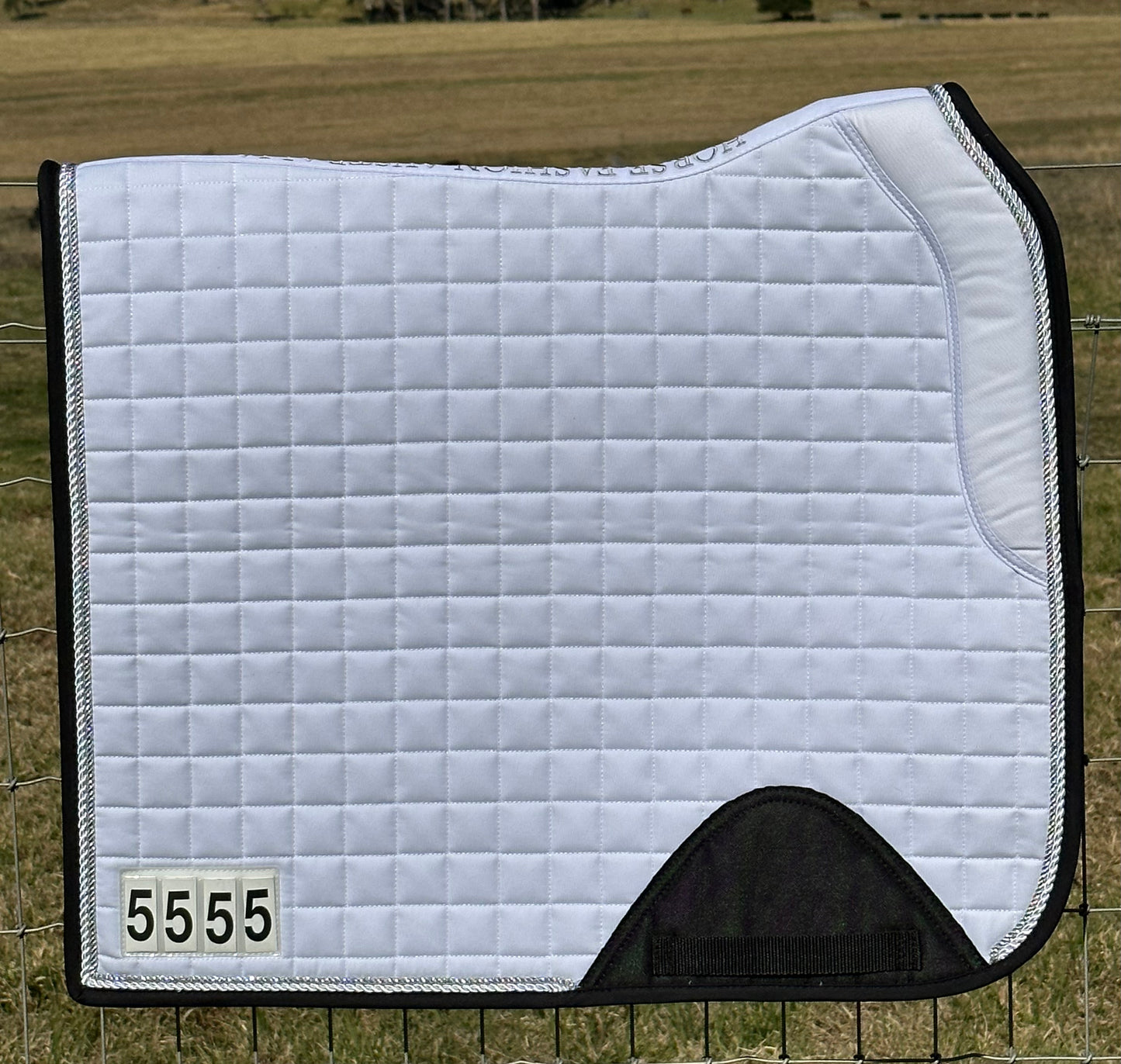 Horse Fashion Australia White Dressage Competition Pad with Numbers