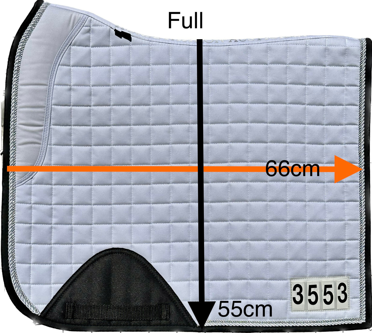 Horse Fashion Australia White Dressage Competition Pad with Numbers