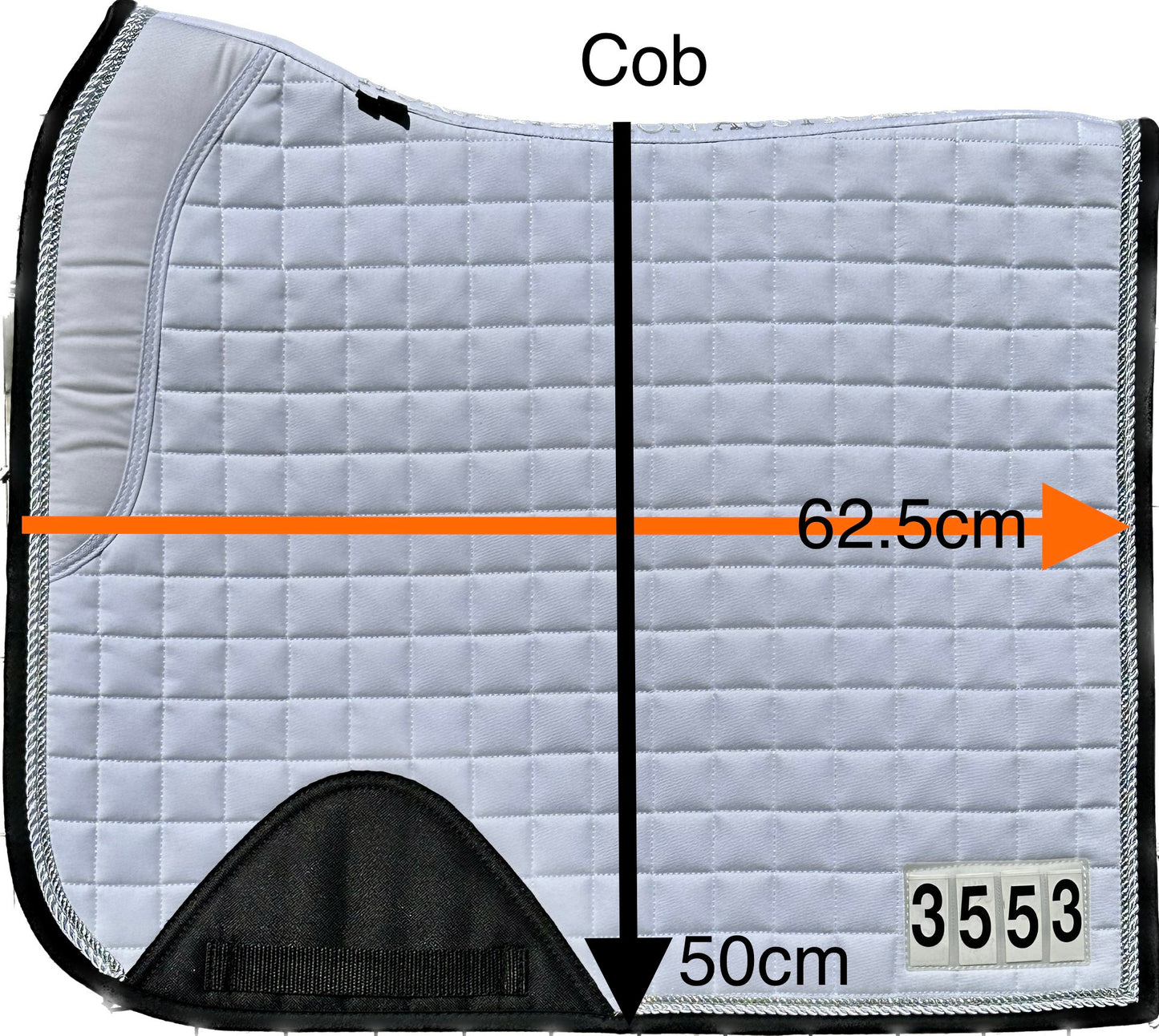 Horse Fashion Australia White Dressage Competition Pad with Numbers