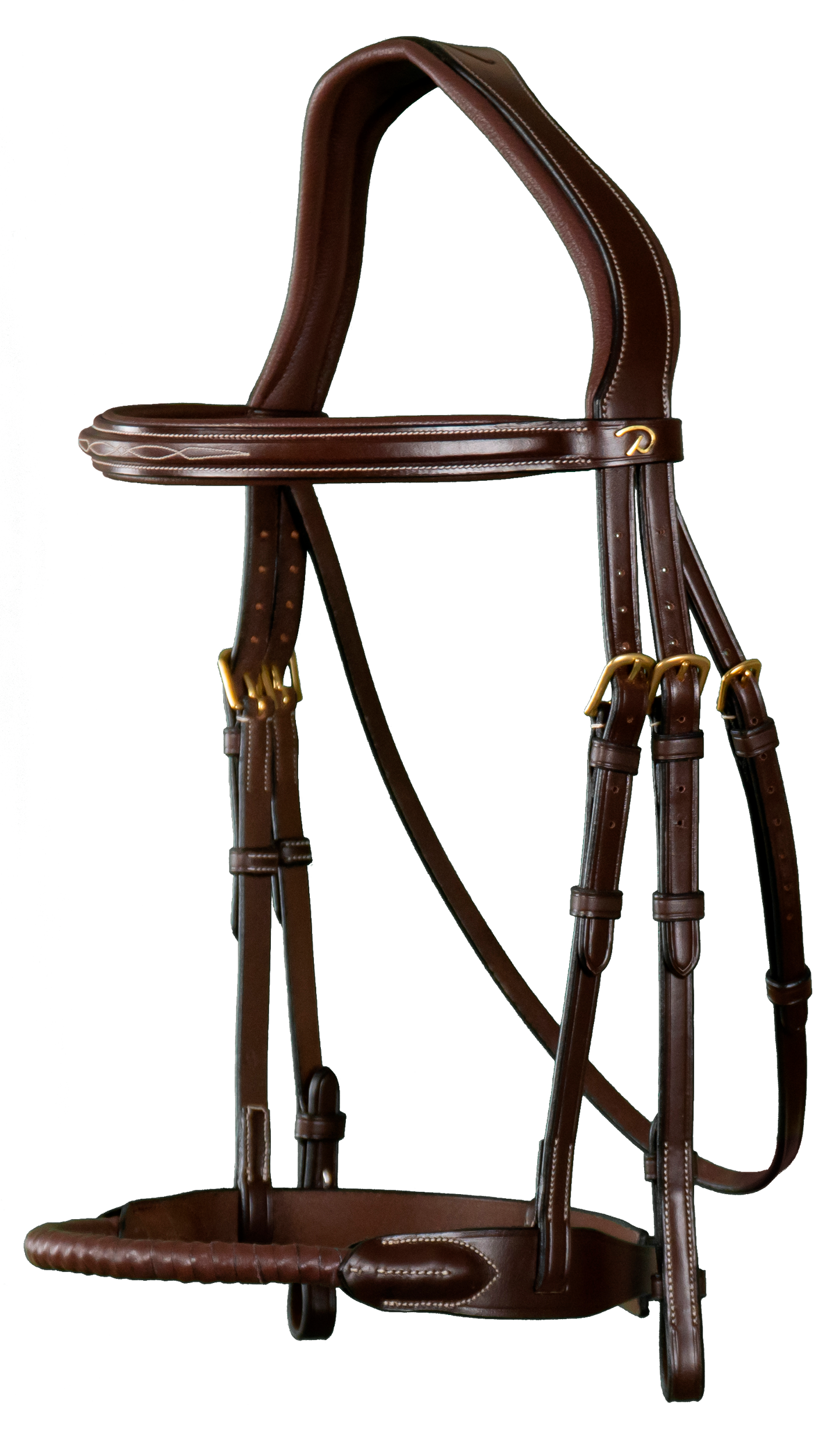 Dy’on D Collection Leather Covered Rope Noseband Bridle