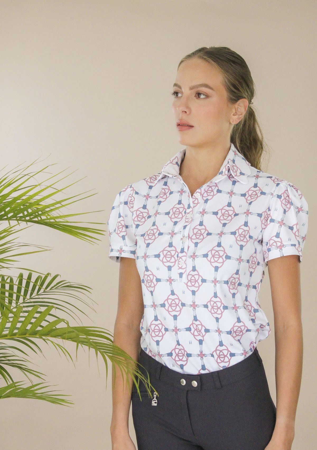 Ronner Design Acasia Polo Shirt | Bamboo Bit Print White
