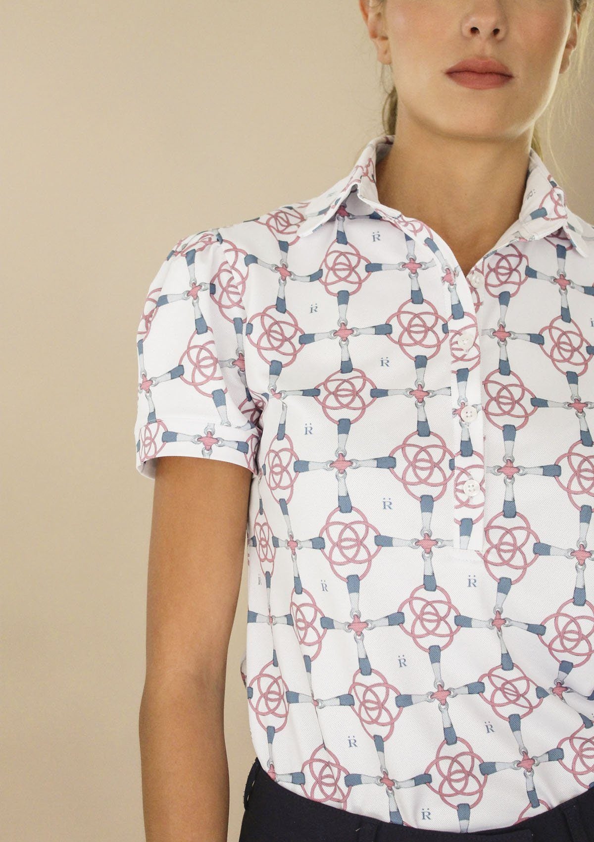 Ronner Design Acasia Polo Shirt | Bamboo Bit Print White