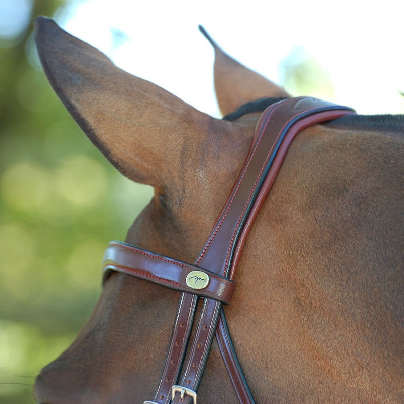 Dy'on Dressage Flat Leather Snaffle Medium Flash Noseband - Comfort (not Crank)