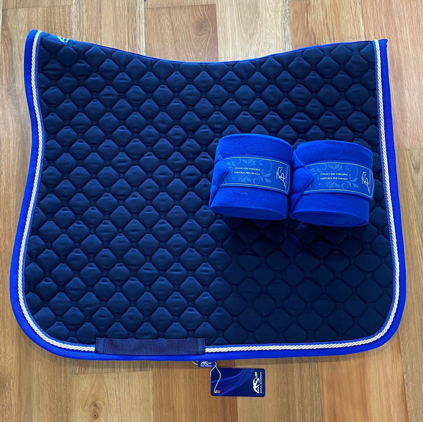 Anna Scarpati Custom Dressage Pad Quattro - Navy and Royal Blue - Full Size