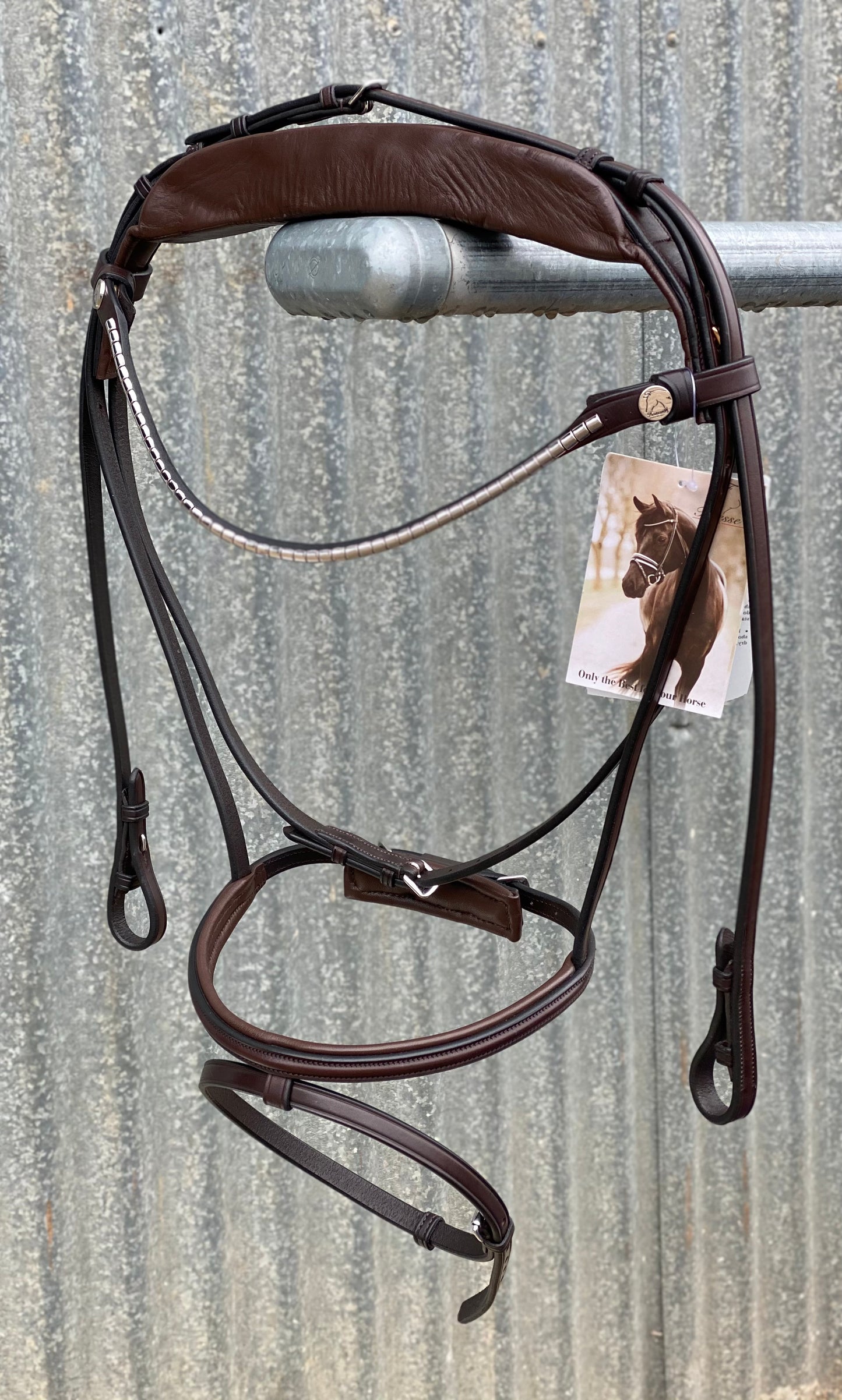 Finesse Snaffle Bridle | Zorro Jumping Style | Brown Leather with Silver Clincher Browband