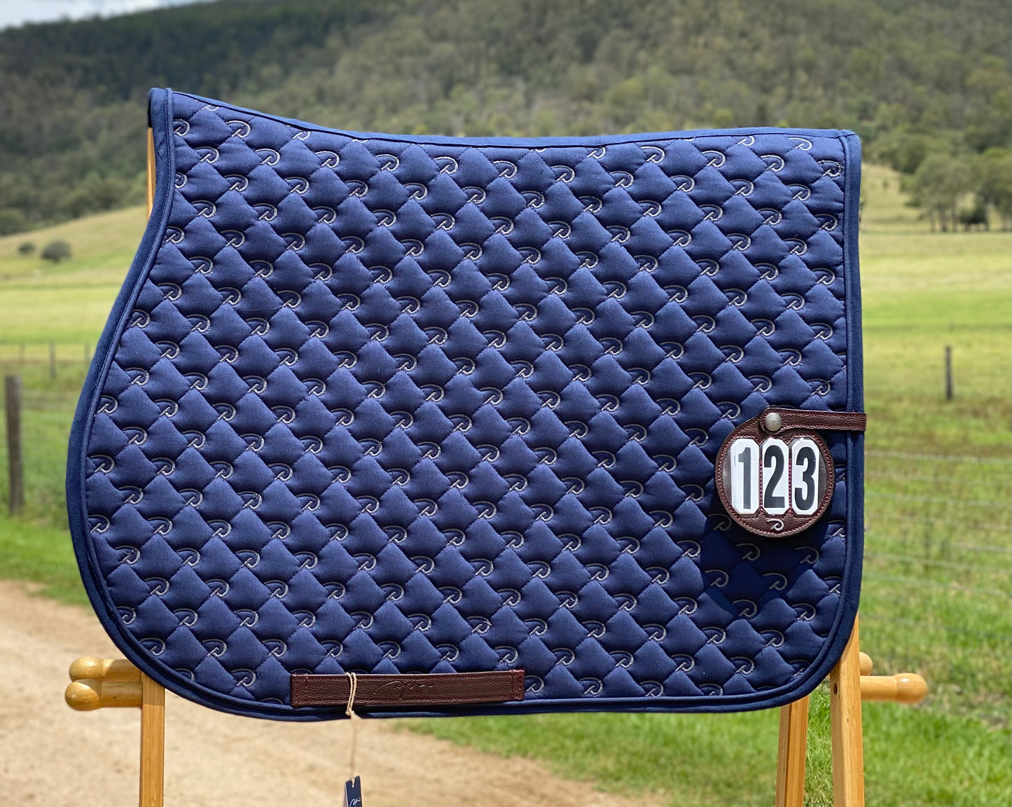 Dy'on Jump Saddle Pad Logo Design with Number | White or Navy EX DISPLAY