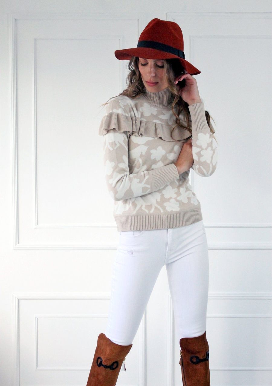 Ronner Lila Ruffle Turtleneck | Beige