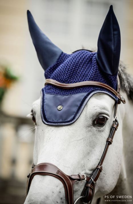 PS of Sweden SS21 Monogram Ear Bonnet Fly Hat Navy