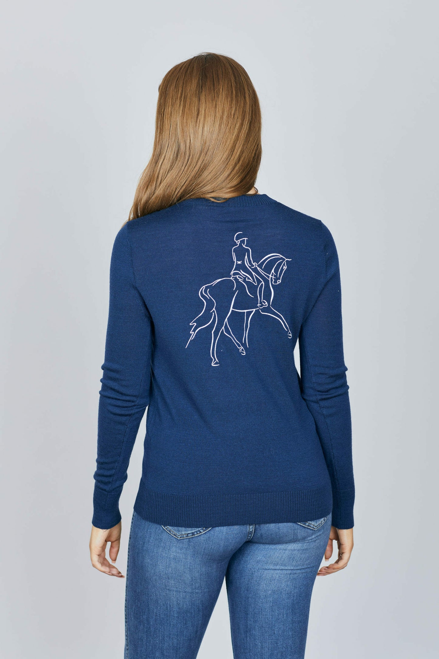 Iris & Wool "Palomino" 100% Merino V Neck Sweater - Navy