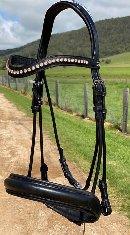 Dy'on Full Rolled Dressage Collection Snaffle No Flash | Black Full
