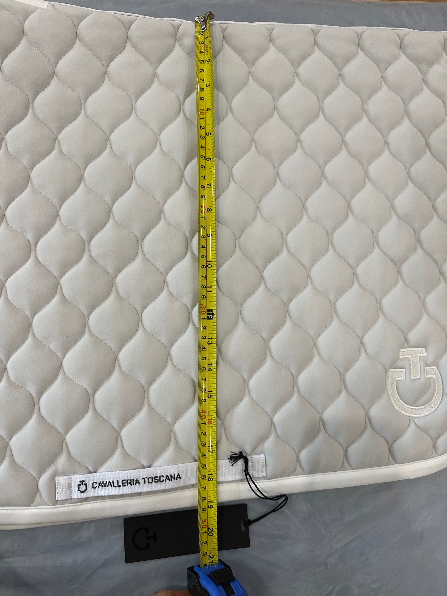 Cavalleria Toscana Quilted Jersey Dressage Saddle Pad | Pearl Grey/White