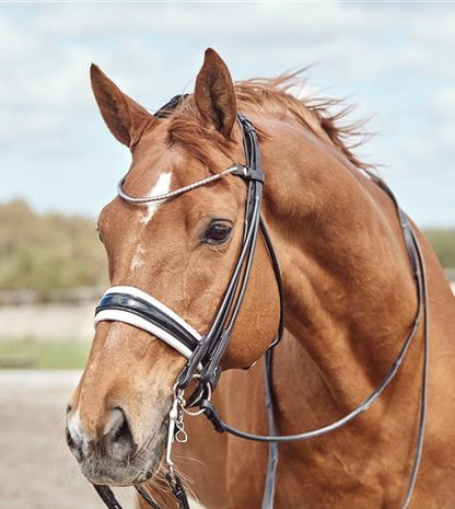 Finesse Double Bridle Cassidy V2.0 | Rolled Black Leather with Silver Clincher Browband