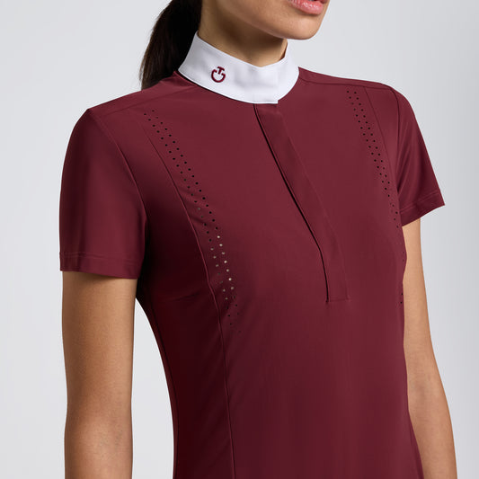 Cavalleria Toscana FW25 Perforated S/S Jersey Competition Shirt | Bordeaux PREORDER
