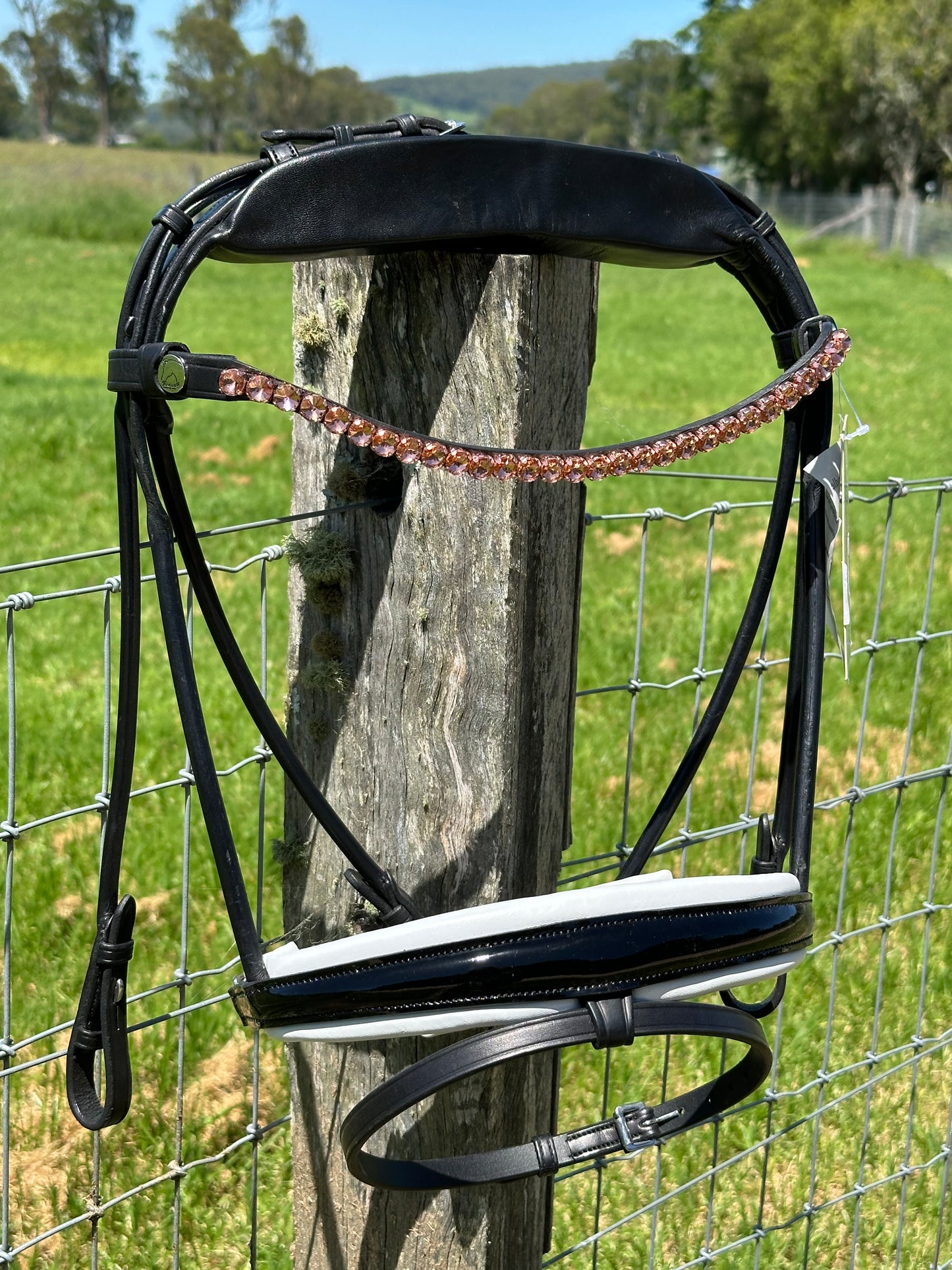 Finesse Cassidy Snaffle Bridle COB with Rose Gold Large Crystal BB