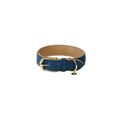 Kentucky Vegan Leather Dog Collar + Lead SET | Navy/Beige