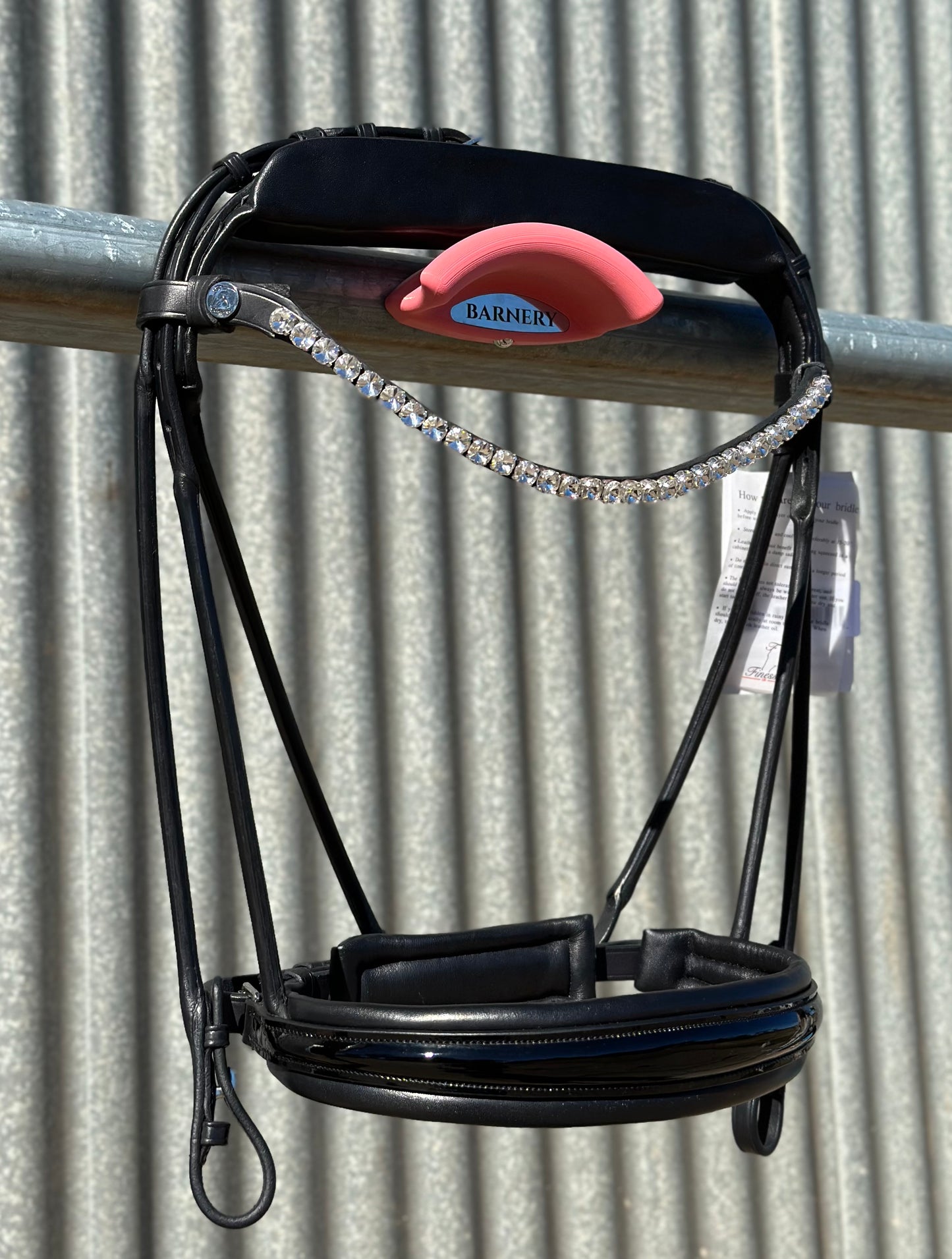 Finesse Special Package: Full Cassidy Snaffle with Patent Black/Black Noseband No Flash + Big Crystal Browband