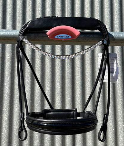Finesse Special Package: Full Cassidy Snaffle with Patent Black/Black Noseband No Flash + Big Crystal Browband