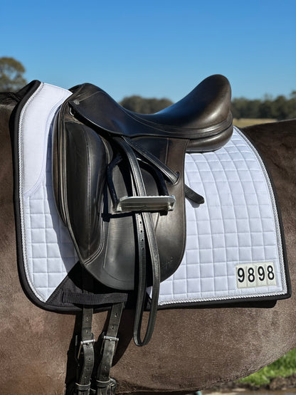 Horse Fashion Australia White Dressage Competition Pad with Numbers