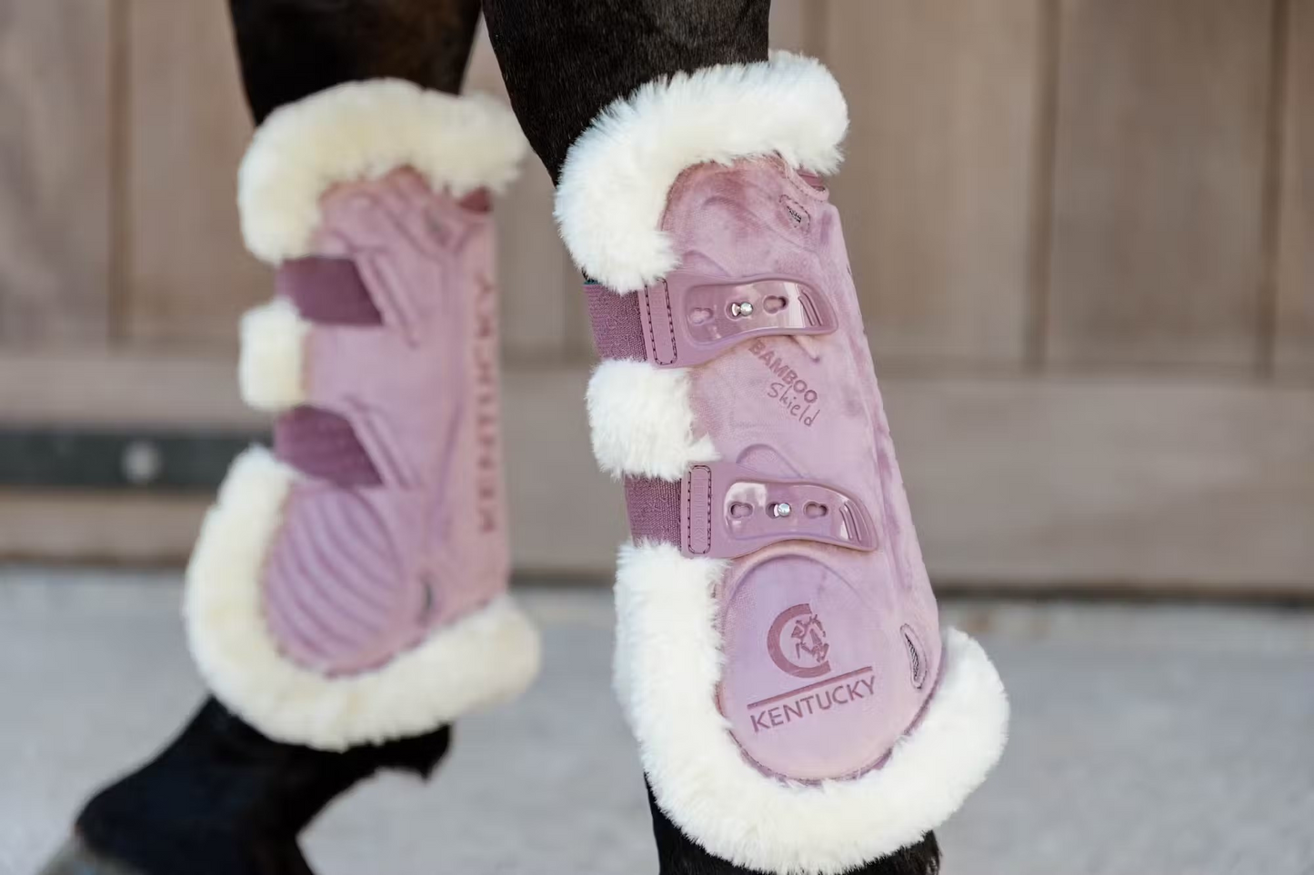 Kentucky Faux Sheepskin Tendon Boots Bamboo Shield Velvet Elastic