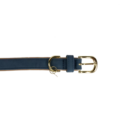 Kentucky Vegan Leather Dog Collar + Lead SET | Navy/Beige
