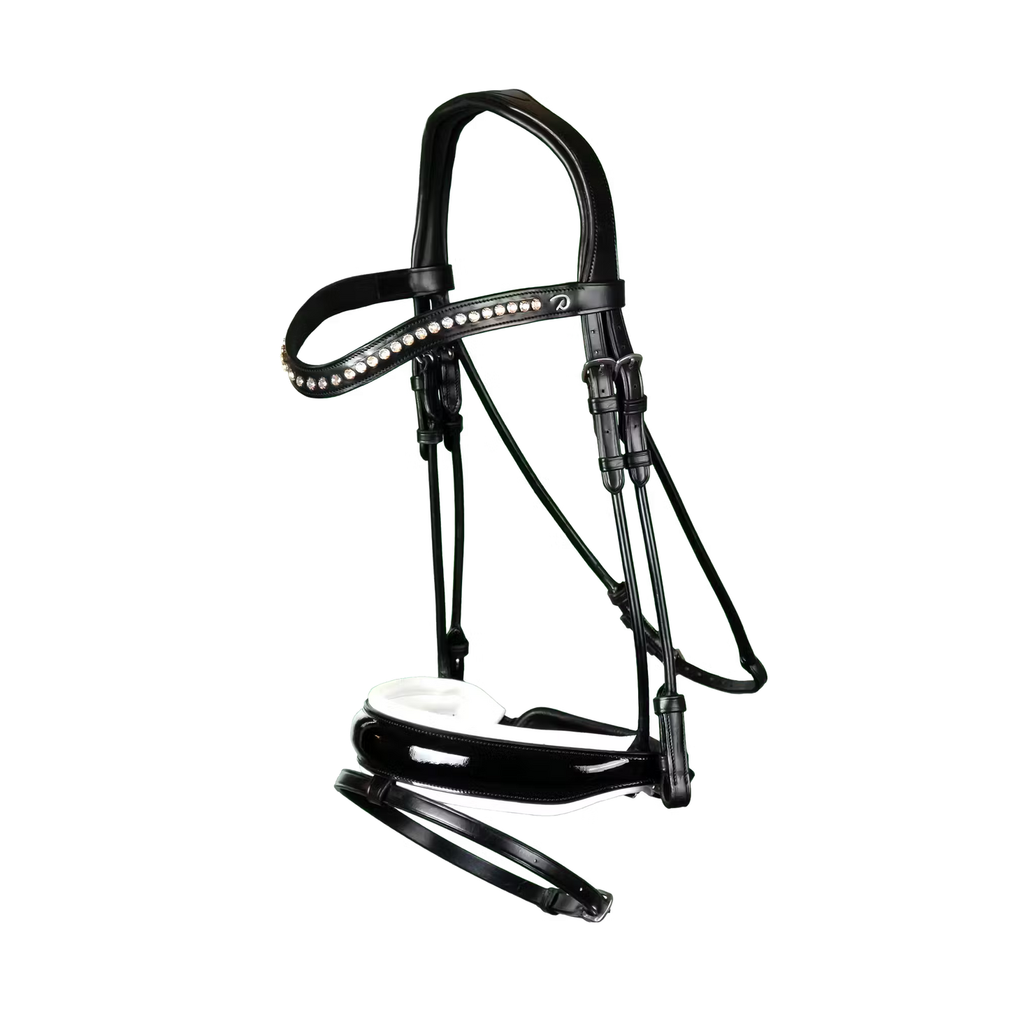 Dy'on Dressage Collection Rolled Leather Snaffle Bridle with Large Noseband