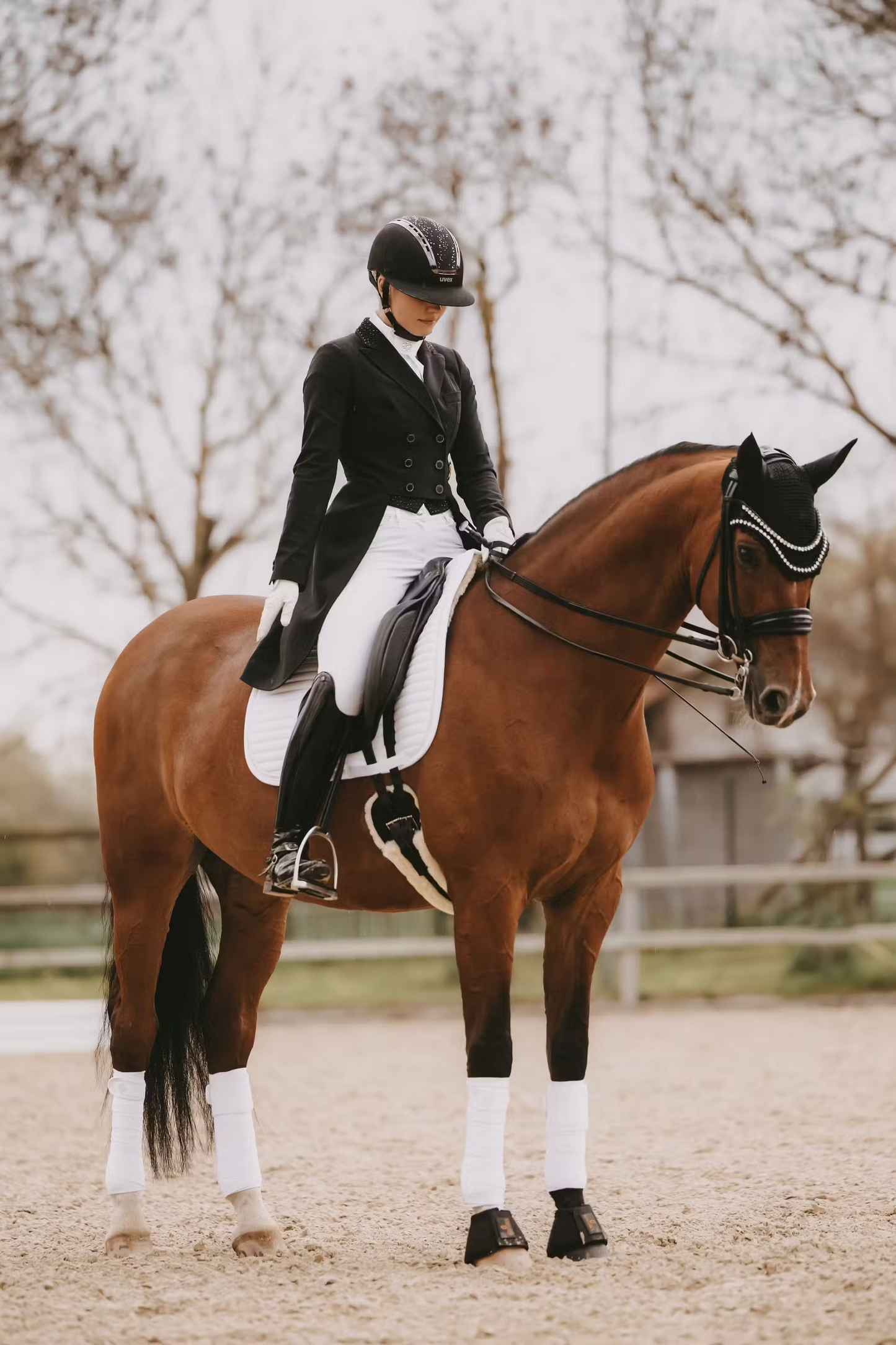 Kentucky Saddle Pad Pearls Dressage Show | White