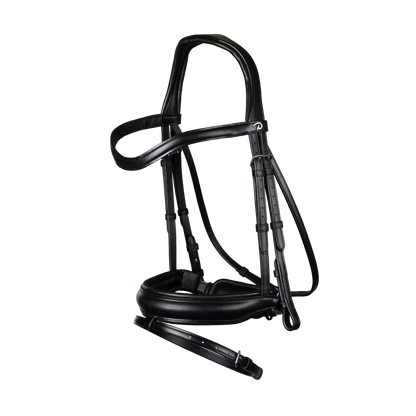 Dy'on Dressage Flat Leather Snaffle Bridle Matte Leather Medium Noseband