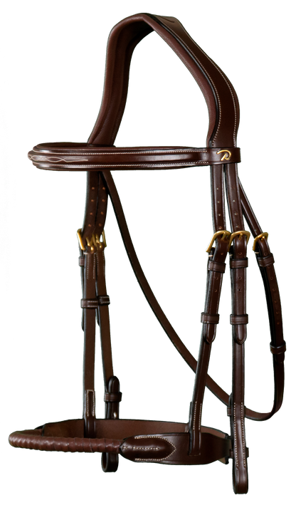 Dy’on D Collection Leather Covered Rope Noseband Bridle