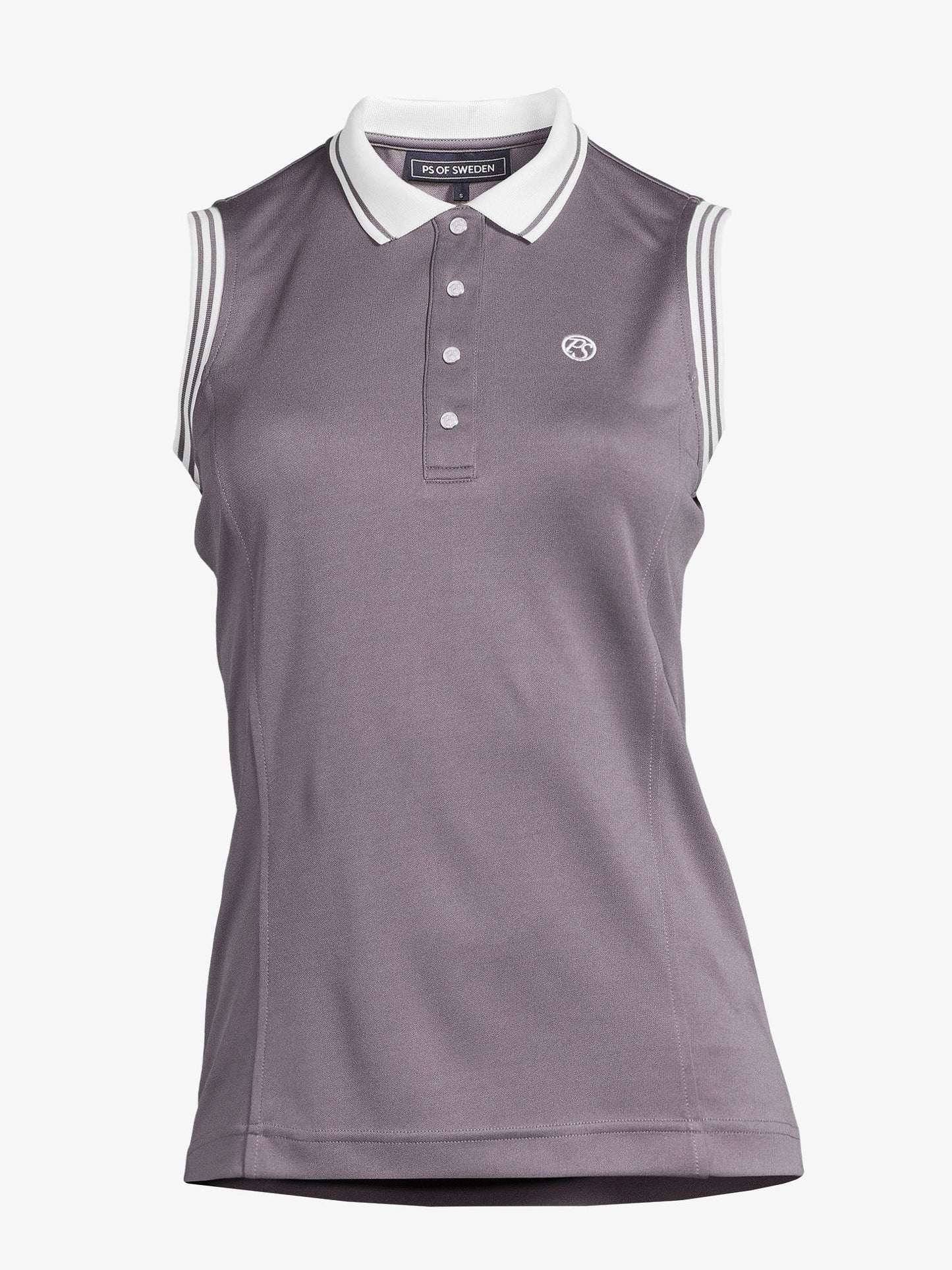 PS of Sweden Summer 21 Minna Sleeveless Polo Top | Sand, Thyme, Roseberry, Grey