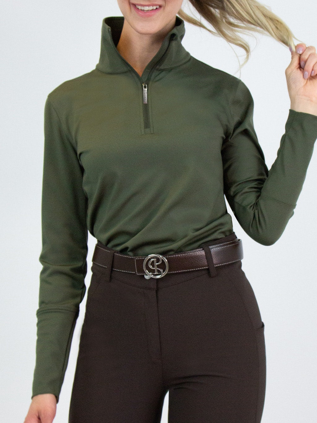 PS of Sweden Fall 21 Grace Half Zip Base Layer | Blush or Forest Green