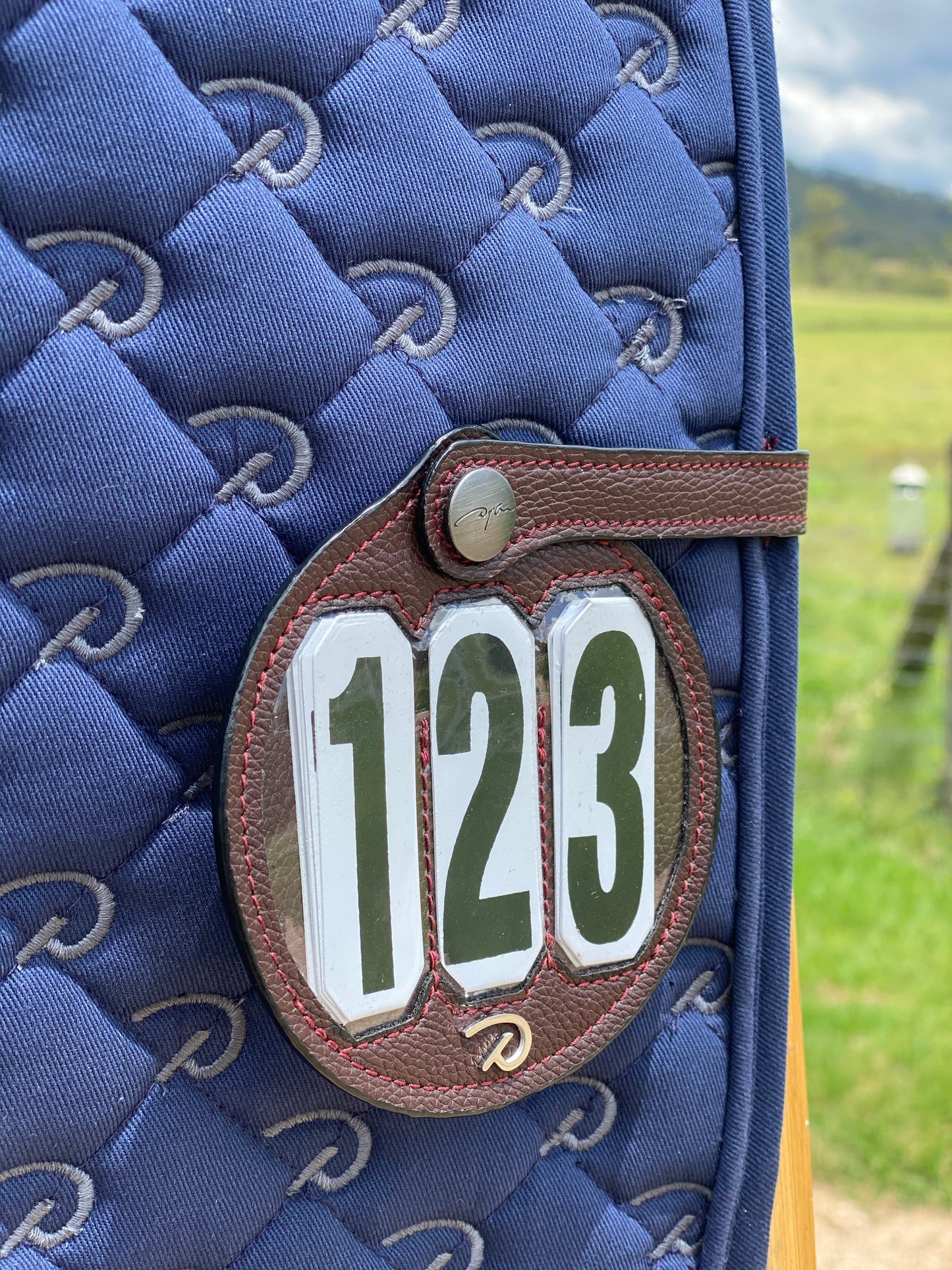 Dy'on Jump Saddle Pad Logo Design with Number | White or Navy EX DISPLAY