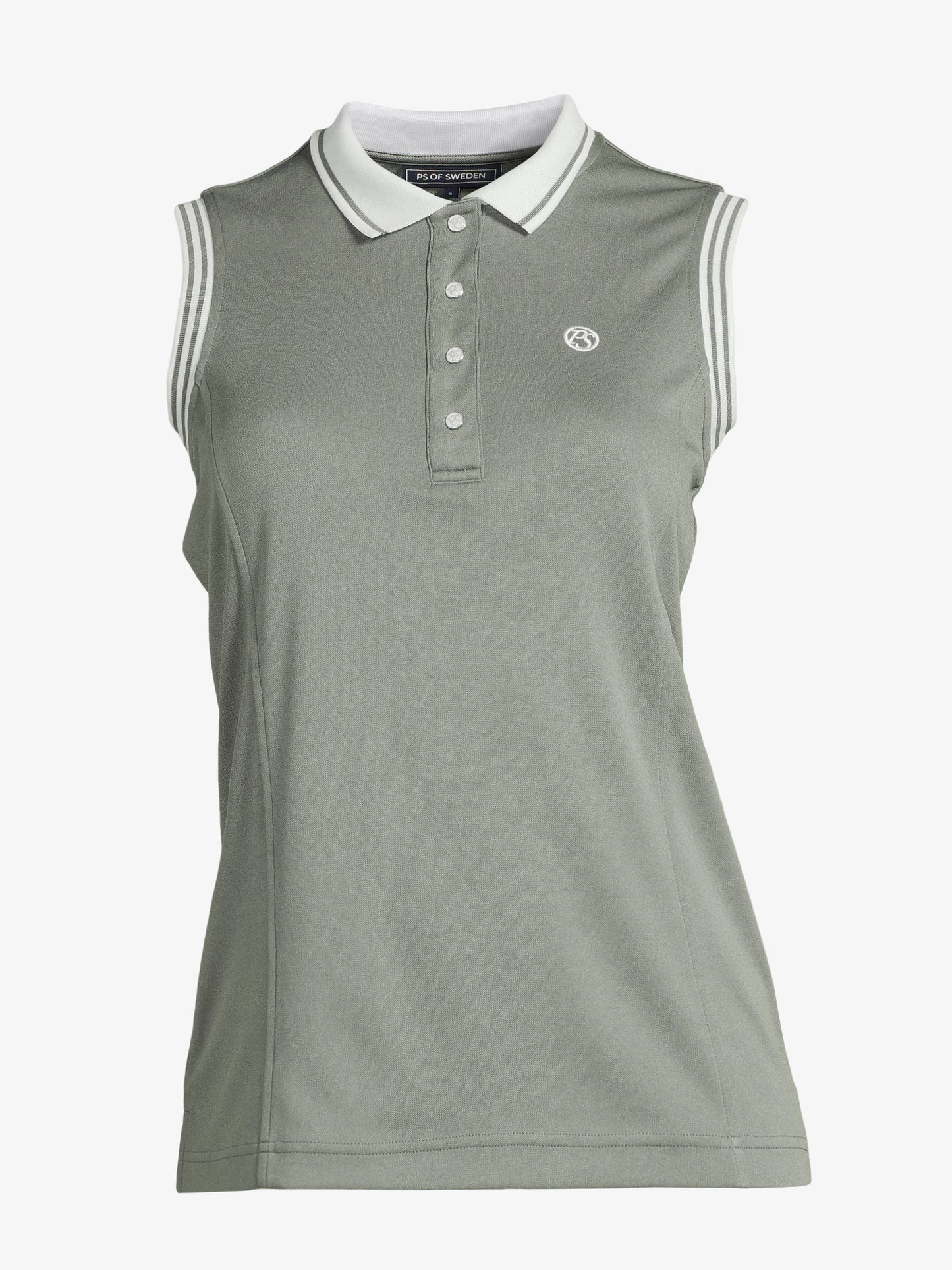 PS of Sweden Summer 21 Minna Sleeveless Polo Top | Sand, Thyme, Roseberry, Grey