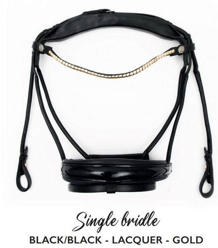 Finesse Snaffle Bridle | Black Leather with Gold Clincher Browband