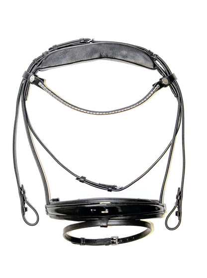 Finesse Snaffle Bridle Cayenne | Black Leather with Silver Clincher Browband FLAT Leather